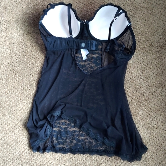 Push Up Babydoll Lace Slip Negligee Black Size Medium Gilligan O'Malley Intimate - Picture 7 of 9